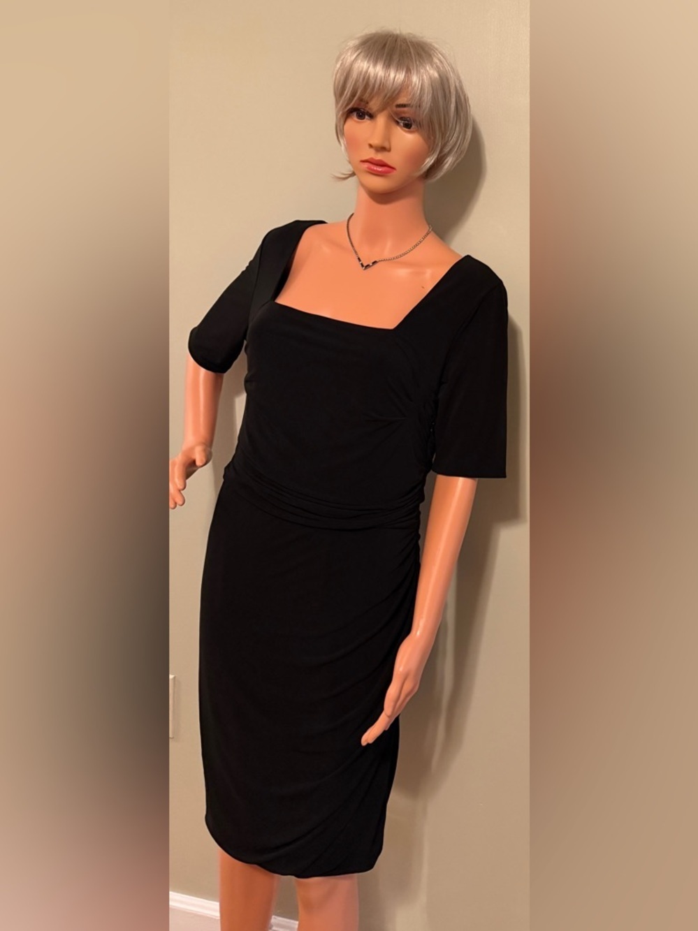 Ann Taylor Black Draped Sheath Dress